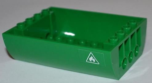 Lego Slope, Curved 6 x 8 x 2 Inverted Double with Fire Danger Sign Pattern on Both Sides (Stickers) - Set 60016