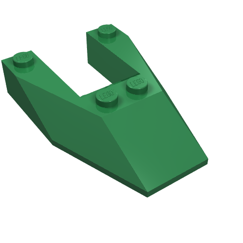 Lego Brick Wedged, Sloped 6 x 4 Cutout, No Stud Notches / Green