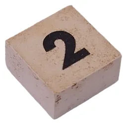 Modulex Tile 2 x 2 with Small Black '2' Print, without Internal Supports