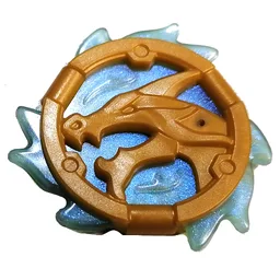 Equipment Disc Amulet Dragon Shape with Opal Trans-Light Blue Flames Pattern / Pearl Gold
