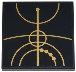 Tile 4 x 4 with Gold Concentric Circles Celestial Star Chart Pattern 1 (Sticker) - Set 75385