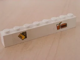 Brick 1 x 8 with Train Tickets & Hamburger Pattern (Sticker) - Set 2150