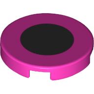 Lego Tile Round 2 x 2 with Bottom Stud Holder with Large Black Circle Print