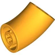 Brick Round 2 x 2 D. Tube with 45° Elbow and Axle Holes (Crossholes) at Each End [SHORT] / Bright Light Orange