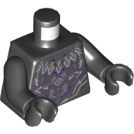Lego Torso Armor with Dark Purple and Lavender Plates, Tooth Necklace Print, Black Arms and Hands / Black