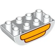 Duplo Brick 2 x 4 Curved Bottom with Beehive Print / White