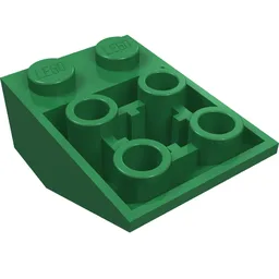 Brick Sloped Inverted 33° 3 x 2, Connections between Studs, Ovoid Bottom Pin / Green