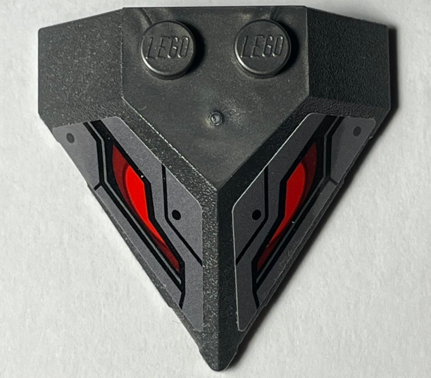 Lego Wedge 4 x 4 Pointed with Red Eyes, Dark Bluish Gray Armor Plates and Rivets Pattern on Both Sides (Stickers) - Set 76117