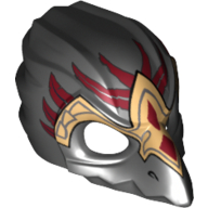 Lego Mask Bird (Raven) with Gold Beak and Red Markings Print / Black