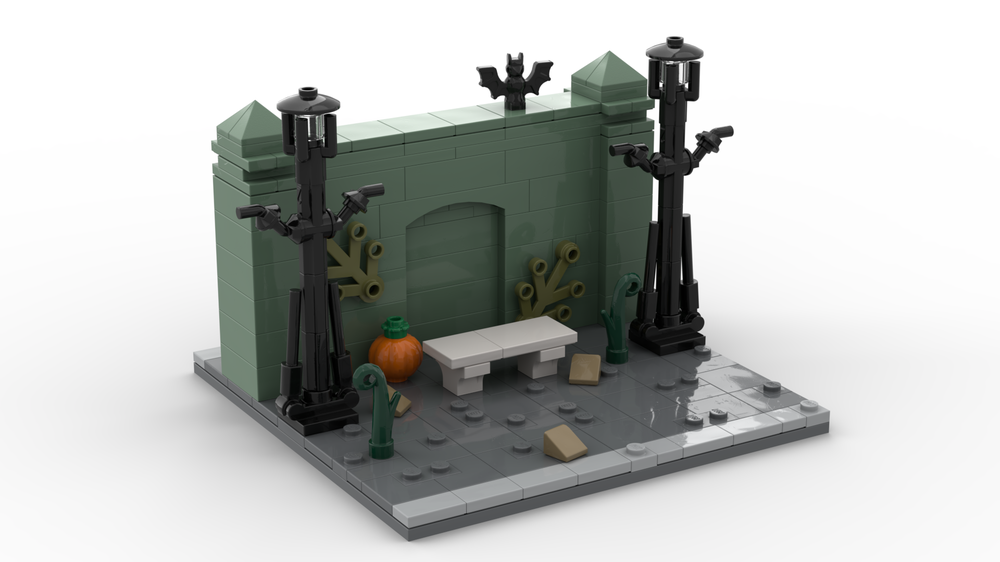 Lego Halloween maze, mystical autumn setting inspired