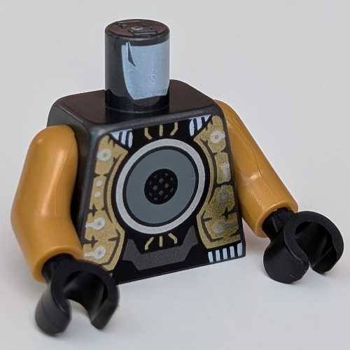 Lego Torso Jacket, Speaker on Chest, Gold Plating print, Pearl Gold Arms, Black Hands / Black