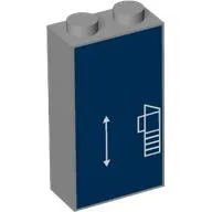 Brick 1 x 2 x 3 with White BluePrint Lines on Dark Blue Background Print / Light Bluish Gray