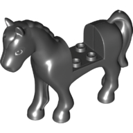 Lego Animal, Horse with 2 x 2 Cutout, Black and White Eyes Print / Black