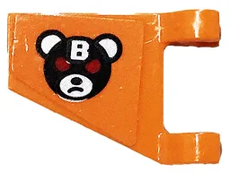 Flag 2 x 2 Trapezoid with Flat Edge with Bane Teddy Bear Head with Silver Letter B and Red Eyes Pattern Model Right Side (Sticker) - Set 70914