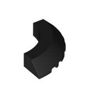 Lego Brick Round Corner 5 x 5 x 1 Slope, Bottom Cut Outs, No Studs, Flat Top / Black
