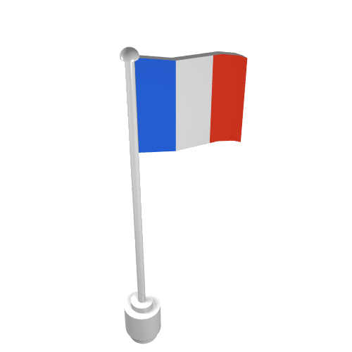 Lego Flag on Flagpole, Wave with France Print / White
