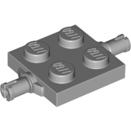 Lego Plate Special 2 x 2 with Wheel Holders with Cross (+) Slots on Pins / Light Bluish Gray