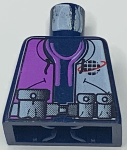 Lego Torso Alpha Team Logo, Purple and White Shirt, Utility Belt with Pouches Pattern