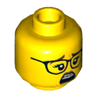 Lego Minifig Head Paola, Reddish Brown Eyebrows, Glasses, Mouth Braces, Smile / Scared Print / Yellow