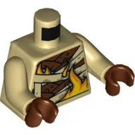 Torso Armor, Reddish Brown with Wraps and Flames Print, Tan Arms, Reddish Brown Hands / Tan