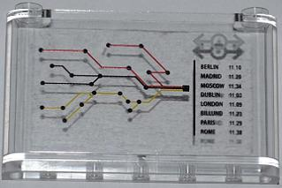 Lego Windscreen 1 x 6 x 3 with Train Map, Train Schedule with 'BERLIN 11:10' and Train Logo Pattern (Sticker) - Set 7938