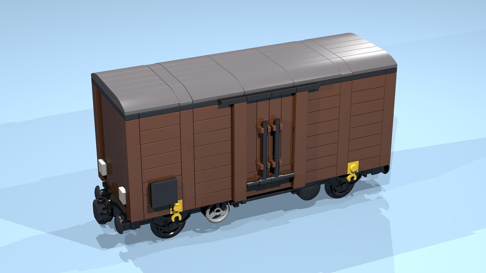 Lego 4-Wheel Box Wagon (SNOT, brown, 9 studs wide)