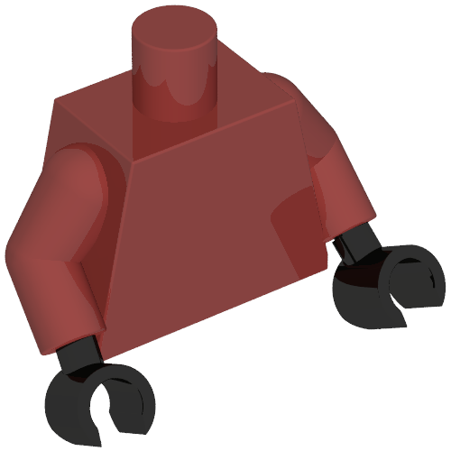 Lego Torso Jacket, Black Straps, Silver Zipper, Brown Belt / Quiver print, Dark Red Arms, Black Hands / Dark Red