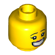 Lego Minifig Head J.B. Watt, Pink Lips, Smile with Teeth / Dirt Stains Print / Yellow
