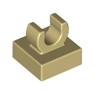 Tile Special 1 x 1 with Clip with Rounded Edges / Tan