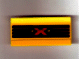 Lego Vehicle, Spoiler / Plow Blade 6 x 3 with Hinge with Red and Yellow Extreme Team Logo Pattern (Sticker) - Sets 2963 / 6568 / 6589 / Yellow