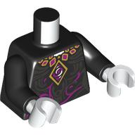 Lego Torso, Dark Purple/Gold Necklace, Hanger print, Black Arms, White Hands / Black