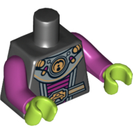 Lego Torso Spacesuit, Shoulder Armor and Belt with UFO Print, Magenta Arms, Lime Hands / Black