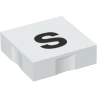 Duplo Tile 2 x 2 with Lowercase 's' Print / White