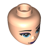 Lego Minidoll Head Blue Eyes, Purple Eyeliner, Purple Lips / Light Nougat