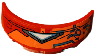 Lego Windscreen 3 x 6 x 1 Curved with Orange Armor Plates with Black Outlines and Metallic Light Blue Circuitry Pattern (Sticker) - Set 76194