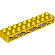 Lego Duplo Brick 2 x 10 with Yellow Girders on Light Bluish Gray Print