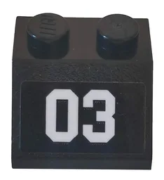Slope 45 2 x 2 with White Number 03 on Black Background Pattern (Sticker) - Set 76162