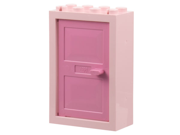 Lego Door, Frame 2 x 4 x 5 with Medium Dark Pink Door 1 x 4 x 5 (4130 / 4131)