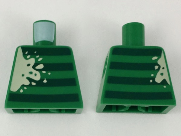Lego Torso Spider-Man Dark Green Stripes and Tan Splotch Pattern (Sandman)