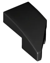 Brick Wedged, Curved 2 x 1 with Stud Notch Left / Black
