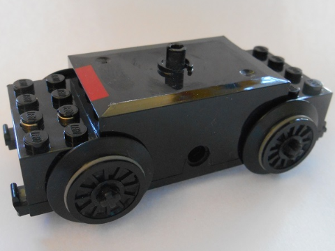 Lego Electric, Train Motor 9V RC Train with Red Stripe Pattern with Black Axles and Wheels (x1688pb01 / 3706 / 55423c01)