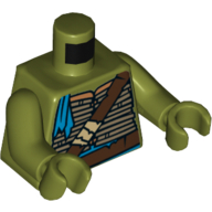 Lego Torso Bamboo Armor, Dark Brown Should Strap and Belt, Dark Azure Bandana Ends Print, Olive Green Arms and Hands / Olive Green