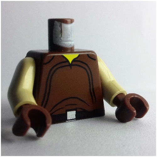 Lego Torso Shirt, Black Belt and Silver Buckle Print (Naboo), Tan Arms, Brown Hands / Brown