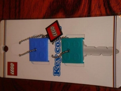 Lego 2 x 2 Brick - Soft Key Cover Key Chain Set - Blue and Dark Turquoise