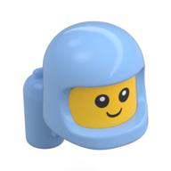 Lego Minifig Head Special, Baby with Helmet and Airtanks, Yellow Head Pattern, Face with White Pupils print / Bright Light Blue