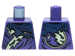 Torso Ninjago Tattered Dark Blue and Yellowish Green Robe Pattern / Dark Purple