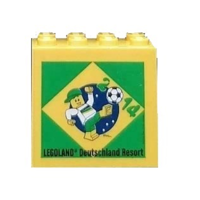 Lego Brick 2 x 4 x 3 with 'LEGOLAND Deutschland Resort 2014 (Soccer World Cup Brazil)' Print / Yellow