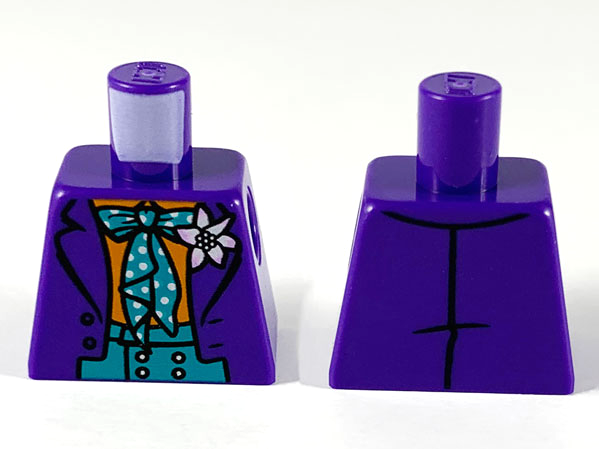 Lego Torso Batman Suit with Flower, Orange Shirt, Dark Turquoise Vest and Tie with White Dots Pattern (Joker)
