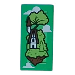 Tile 1 x 2 with Cabin, Tree on Floating Rock Print / Trans-Green