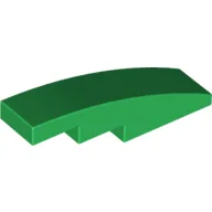 Brick Curved 4 x 1 No Studs [Stud Holder with Symmetric Ridges] / Green